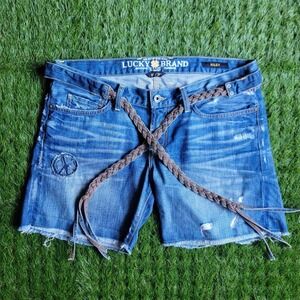 Lucky Brand Riley Distressed Shorts Braided Belt
